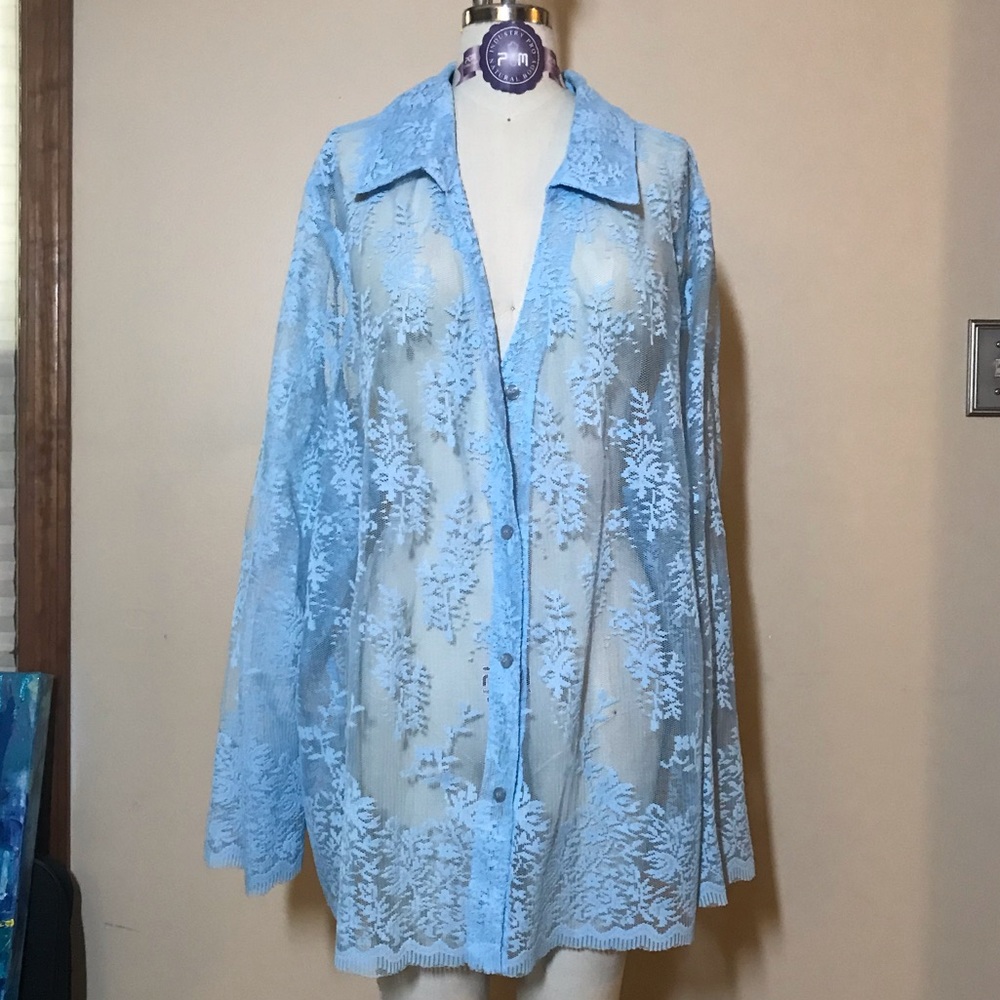 Baby blue lace oversized shirt/dress